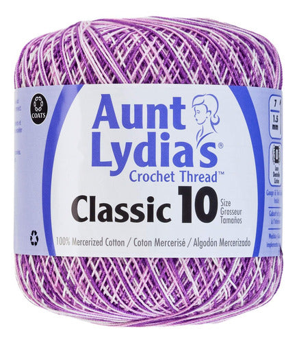 Hilo Crochet Clásico Aunt Lydia, Tamaño 10, Púrpuras 0