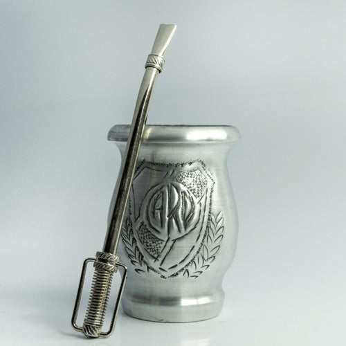 Handcrafted Carved Palo Santo Mate + Bombilla - River Plate 0