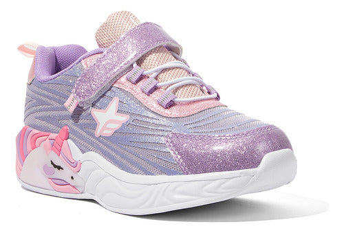 Footy WOW684 Girls' Light Up Sneakers in Pink Purple 1