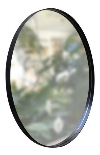 Round Circular Mirror 100cm Black Iron Frame by Temacasa 2
