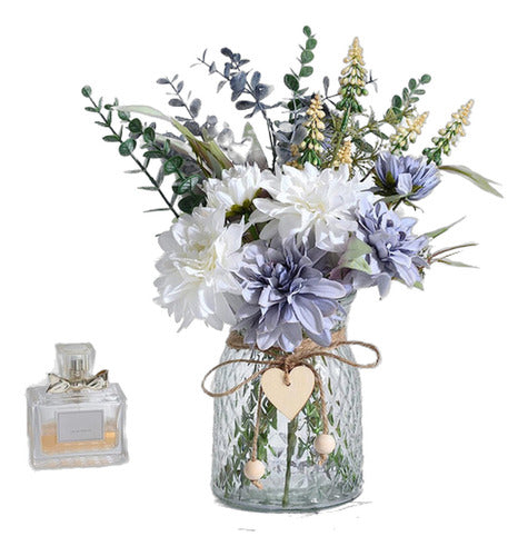 COZZI CODI Blue Artificial Flowers Vase Centerpiece 0