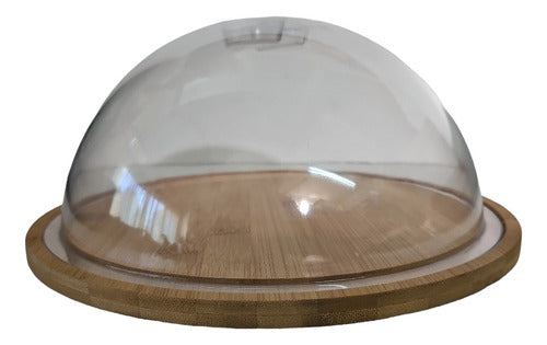 Krea Bamboo Display Plate with Acrylic Dome for Cakes, Cookies, Cheeses 2