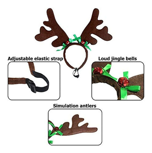 Bwogue 2 Set Dog Elk Reno Cornamenta Diadema Para Navidad Pe 1