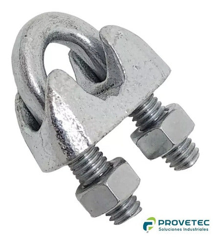 Pack of 50 Reinforced Galvanized Steel Cable Clamps 1/4'' DIN741 1