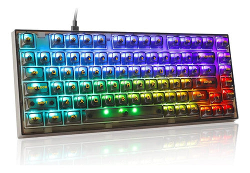 ~? Cc Mall 80% Teclado Mecánico Transparente Para Juegos,rgb 0