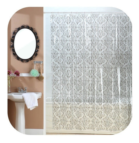 Printed PVC Shower Curtain Lace Black 0