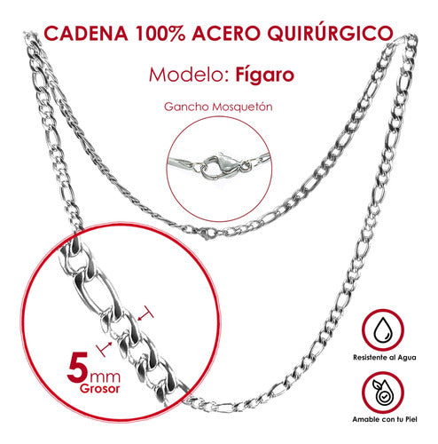 Edoné Figaro Chain Necklace Unisex 5mm Surgical Steel 1