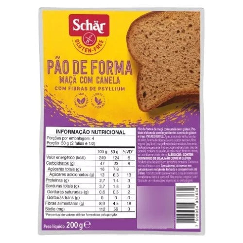 Kit 2 Pão Vegano Maça C Canela Schar S Glúten 200g 1