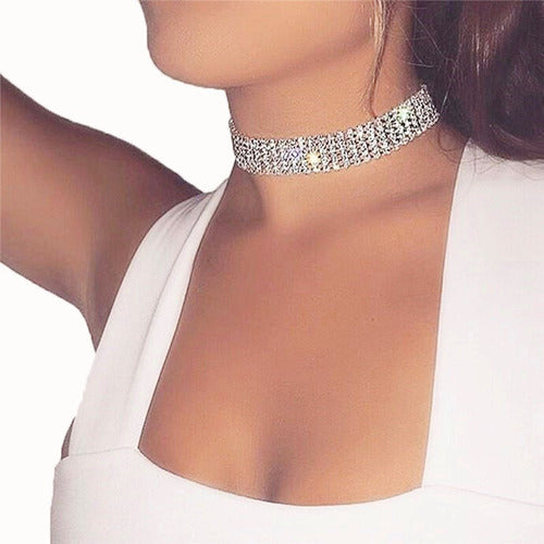 Gargantilla Chocker Collar Strass Brillos Brillante Elegan 0