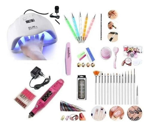 UV LED SUN Professional Nail Gel Manicure Kit with LED UV Cabin + Nail Drill 0