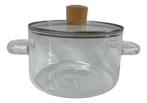 K&K Glass Pot with Handles and Lid Suitable for Fire 16 cm 0