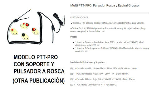 Pulsador Ptt Volante Comunicacion Piloto Competicion P Handy 3