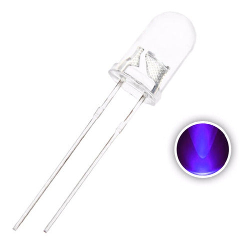 Pack of 10 High Brightness 5mm UV Violet LED Bulbs for Electronics Projects - HobbyTronica 0
