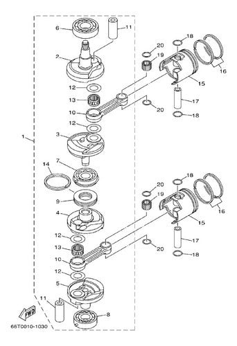 Yamaha Rodamiento Biela Piston Para 40hp 2t 1999 En Adelante 1