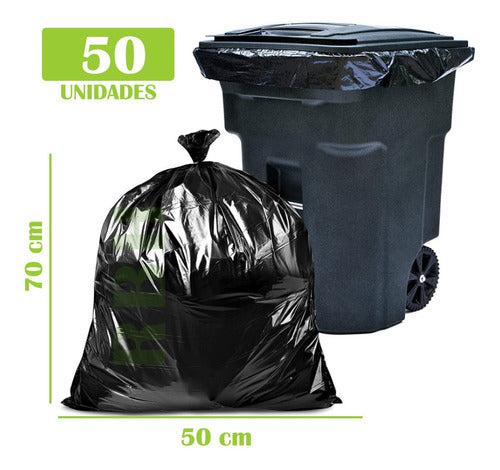 Stendy 50 Heavy-Duty Black Garbage Bags 50x70 1