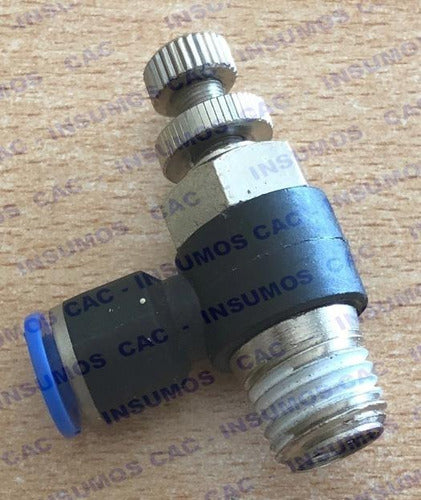 Conector Neumático Regulador Caudal Codo 1/8 Mang 6mm 092-01 1