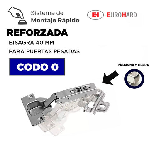 Eurohard Bisagra Clip Cazoleta 40mm Codo 0 Mueble Cocina 4 U 1