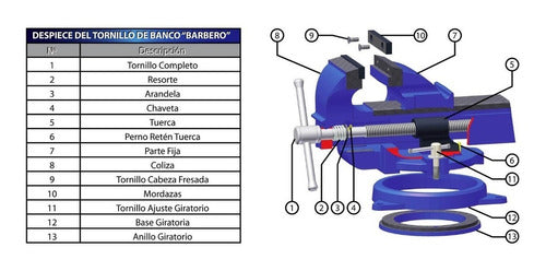 Barbero Replacement Worm Screw for Vise N° 2 2