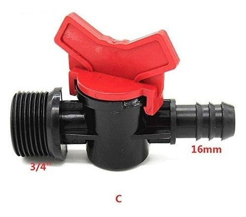 Konecta Válvula Esférica Plástica Caño Rosca Macho 3/4 - 16mm X5un 1