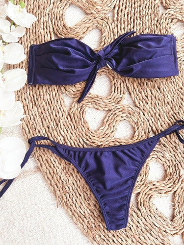 Las Barchelas Strapless Top Bow Bikini Set Colaless 2