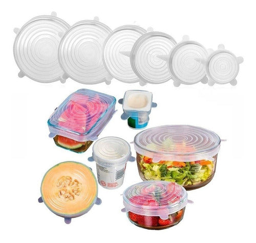 Pack X10 Set Tapas Silicona Multiuso X6 Ajustable Bowl Mayor 0