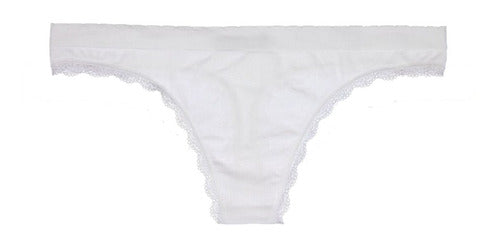 Aretha Seamless Colaless Thong with Lace Trim 0