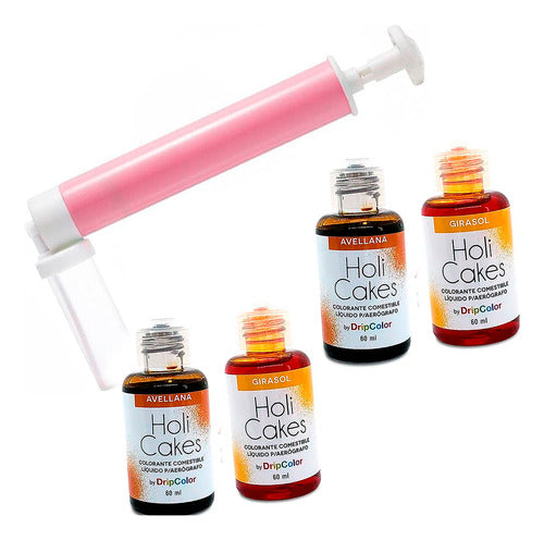 Holi Cakes Liquid Aerograph Colorant Spray Set with 4 Interchangeable Bottles 0