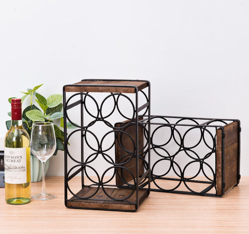 Soduku Rustic Wood Countertop Wine Rack 6 Bottles No Assembly Needed 4