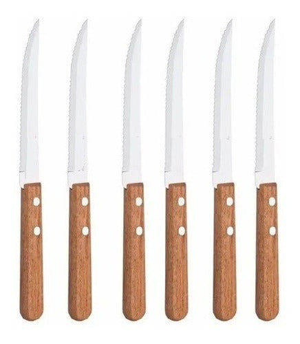 Set X 10 Cuchillo Cubierto Mango Madera 0