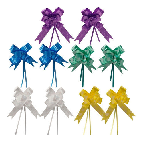 Pack of 10 Magical Gift Bows - Large Pearled Colors Assortment 0