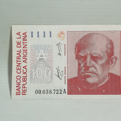 Antiguo Billete Arg 100 Australes Serie A Num Bajo Mag 61486 1