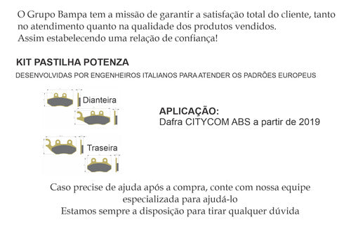 Pastilha Potenza Diant+tras Dafra Citycom Abs 265+264 2