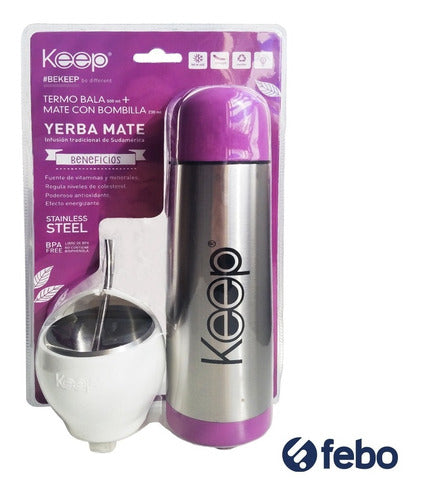 Keep Thermo Bullet Stainless Steel. Mate and Silicone Straw Set 5