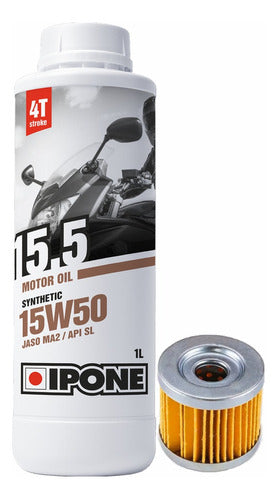 Ipone Suzuki 125 GN Gixxer 150 Oil Filter Kit + Ipone 15W50 0