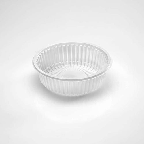 Disposable White Plastic Tray 850ml Microwave Safe with Lid (Pack of 50) 0