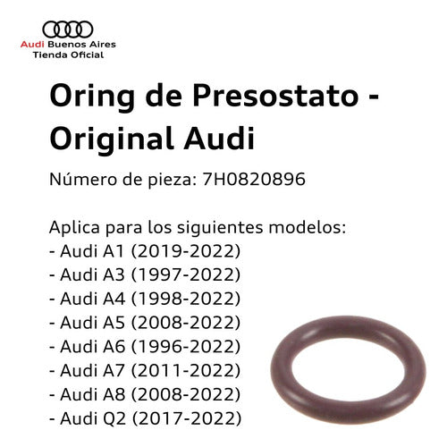 Oring for Audi A3 1997 to 2021 Pressure Switch 1
