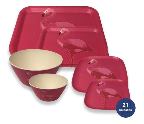 The Kitchen Life Juego Set 21 Piezas Vajilla Melamina Platos Ensaladera Bowl 1