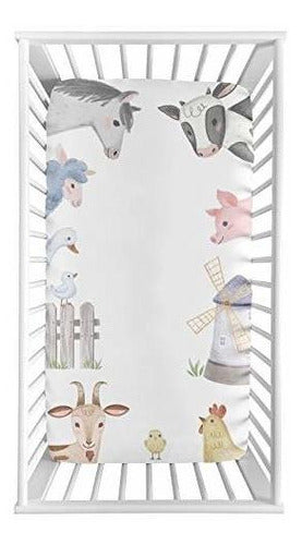 Sweet Jojo Designs Farm Animals Niño O Niña Sábana Ajustable 0