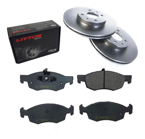 Liiton or TRW Brake Disc and Pad Kit for Fiat Palio Siena 2004-2018 1.7td Cuot 0