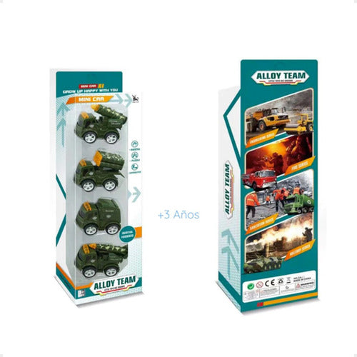 Set of 4 Military Metal Vehicles Toy Cars 3