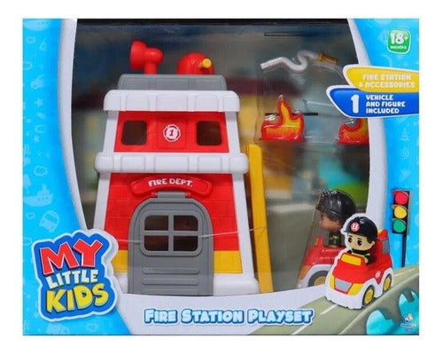 Playset Estacion Bombero Vehiculo Con Figura Y Access Tun 1