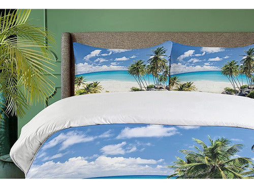 Ambesonne Summer Duvet Cover Set, Bottom Bay Barbados Beach 2