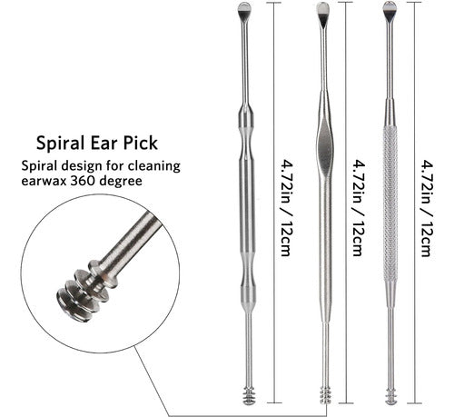 Geengle 3 Piece Earwax Removal Kit, Stainless Steel, with Brush 2