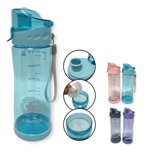 Smosi Water Bottle Plastic Various Colors with Filter 0