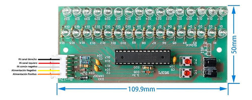 Modulo Vumetro 16 Led 2 Canales Amplificador Mcu Ajustable 3