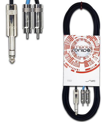 Professional Audio Cable TRS Plug to 2 RCA Stereo 1 Meter Neutrik 0