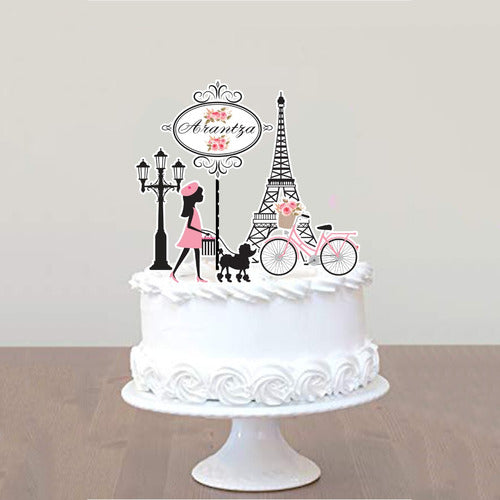 Requetechulis Cake Topper Pincho Parisino Torre Eiffel Bicicleta 1