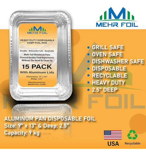 Mehr Foil 9x13 Aluminum Pans with Lids Disposable Aluminum Bakeware 2