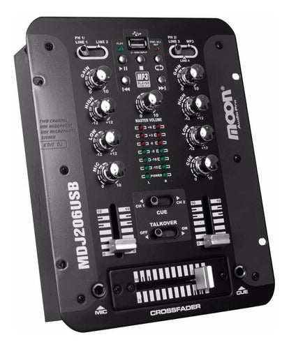 Moon Audio Pro MDJ206USB USB MP3 2 Channel 4 Line Mixer 0