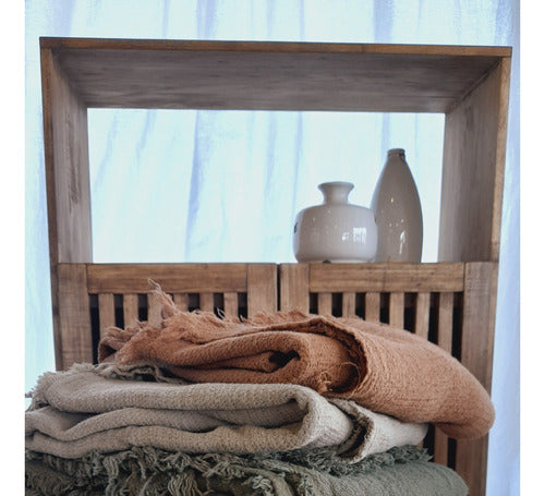 Light Rustic Cotton Blanket for Winter, Sofa or Bed End Decor 2